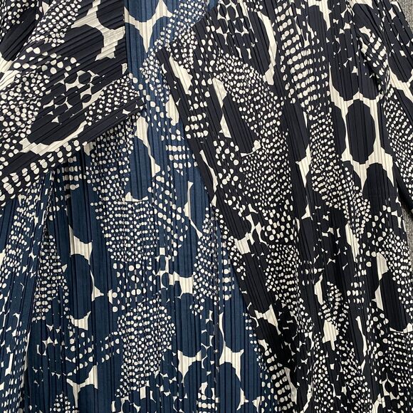 Chicos Travelers Kimono Jacket 0 Womens S Blue Pleated Open Front Long Duster - Picture 3 of 11